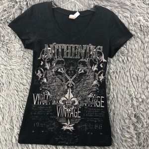 Ritual Shirt Large Vneck Burnout Authentic Vintage Wing Fleur De Lis Embellished